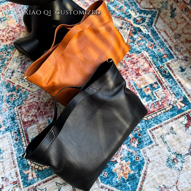 Xiao Qi头层牛皮托特包2025时尚单肩通勤腋下大容量手提包腋下斜