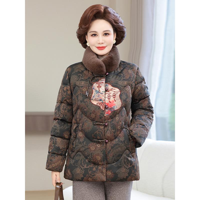 中老年人棉袄女妈妈保暖外套奶奶冬季加绒加厚棉衣老太太中式棉服