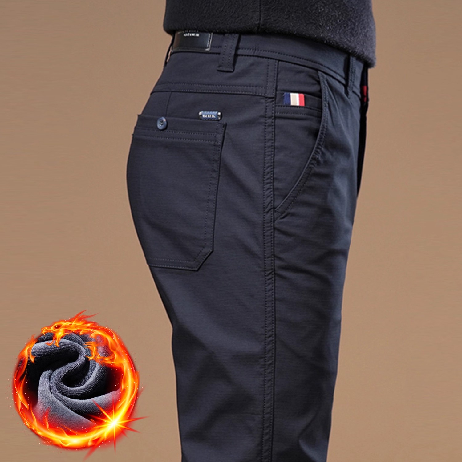 九牧王高端加绒加厚休闲裤男2025新款秋冬直筒轻商务休闲西裤长裤