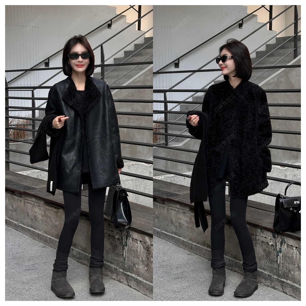 焦思文 冬季时尚洋气宽松双面穿皮毛一体中长款外套251023Y10