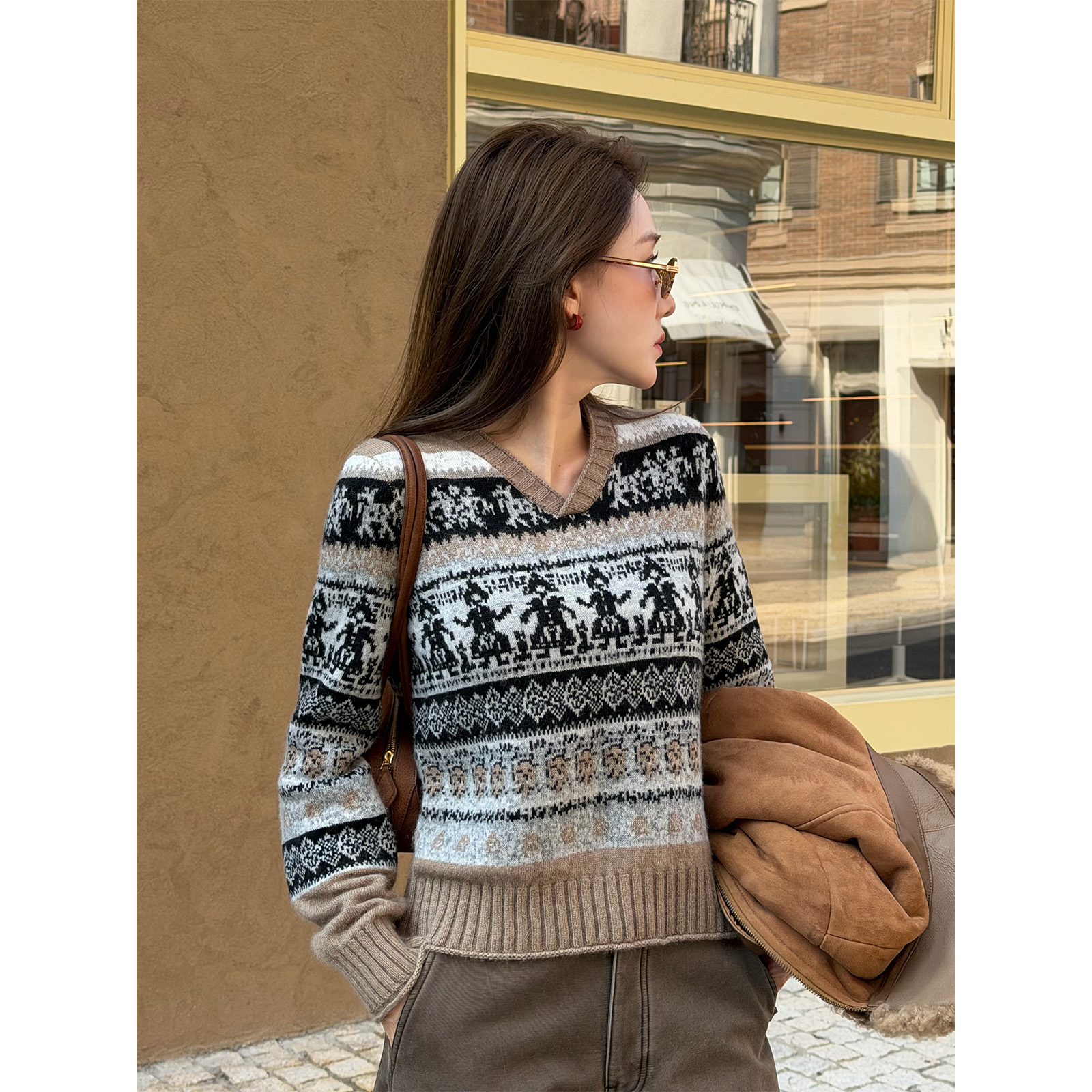 PH 《小海盗》方圆新年圣诞兔毛费尔岛提花时尚百搭休闲毛衣 PH3272