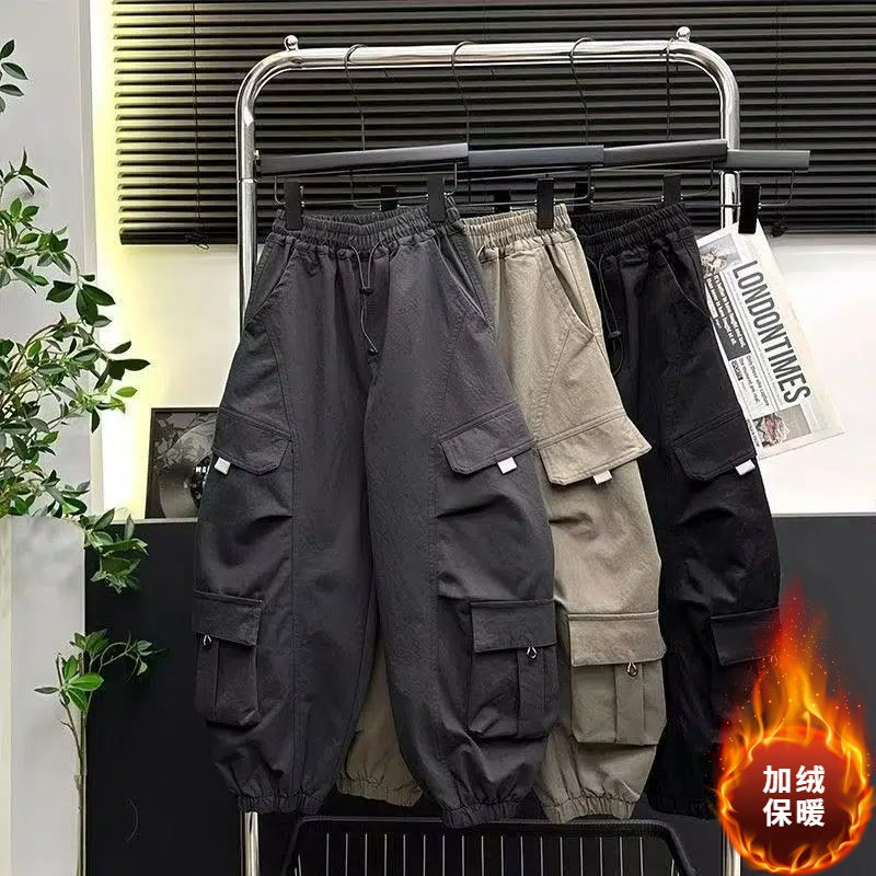 [加绒厚纯棉]秋季新款男童女童长裤25新款中大童宽松休闲工装裤