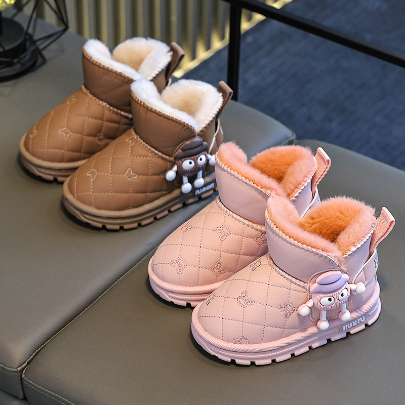 新款儿童冬季雪地靴防水防滑保暖棉鞋加绒加厚休闲潮流棉靴子女童