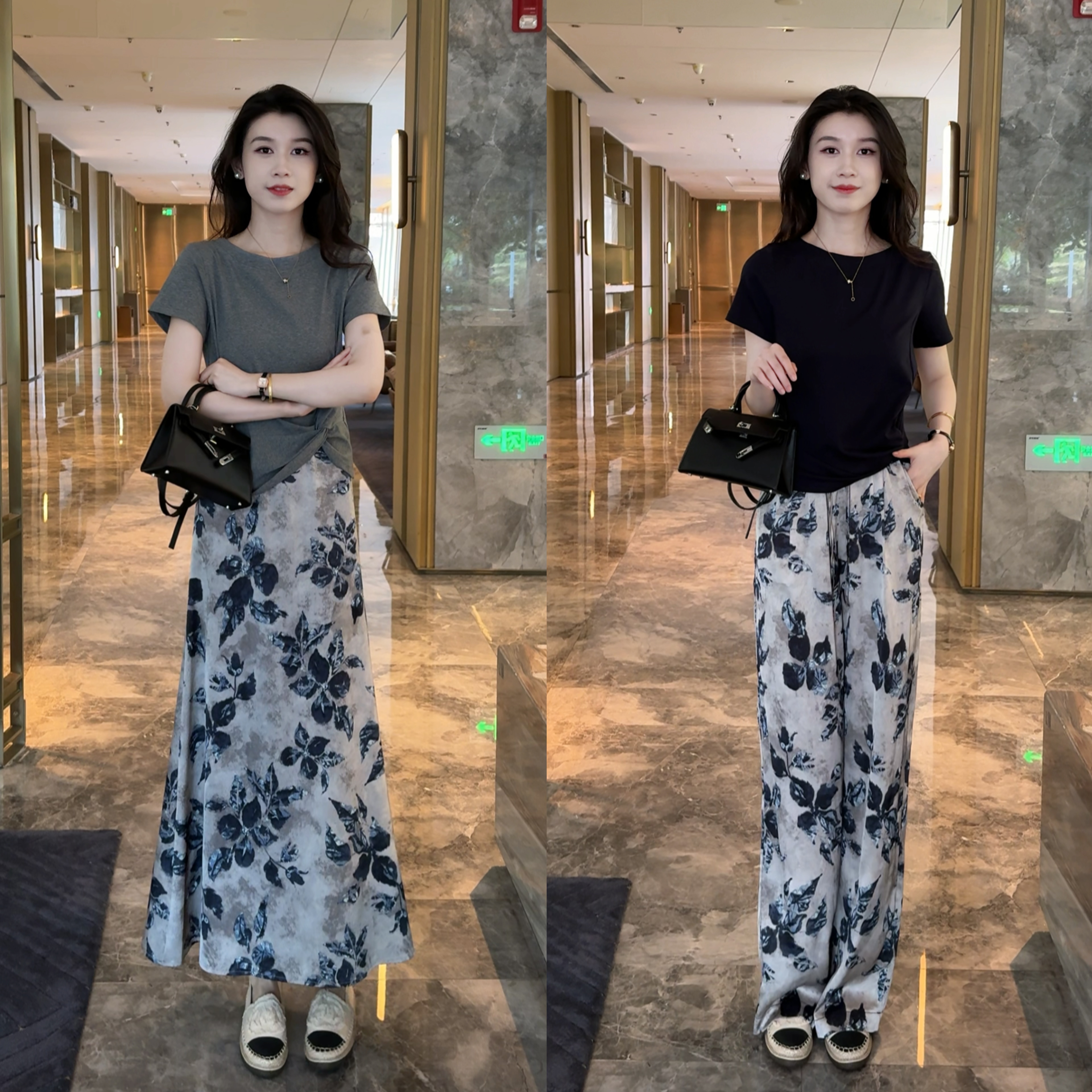 夏款设计感半身裙显瘦百搭+洋气百搭裤女+时尚百搭显瘦上衣套装