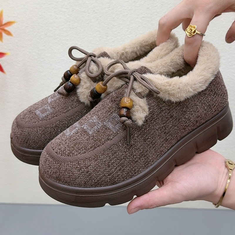 老北京棉鞋女冬季新款加绒加厚袋鼠鞋保暖毛毛鞋厚底防滑妈妈棉靴
