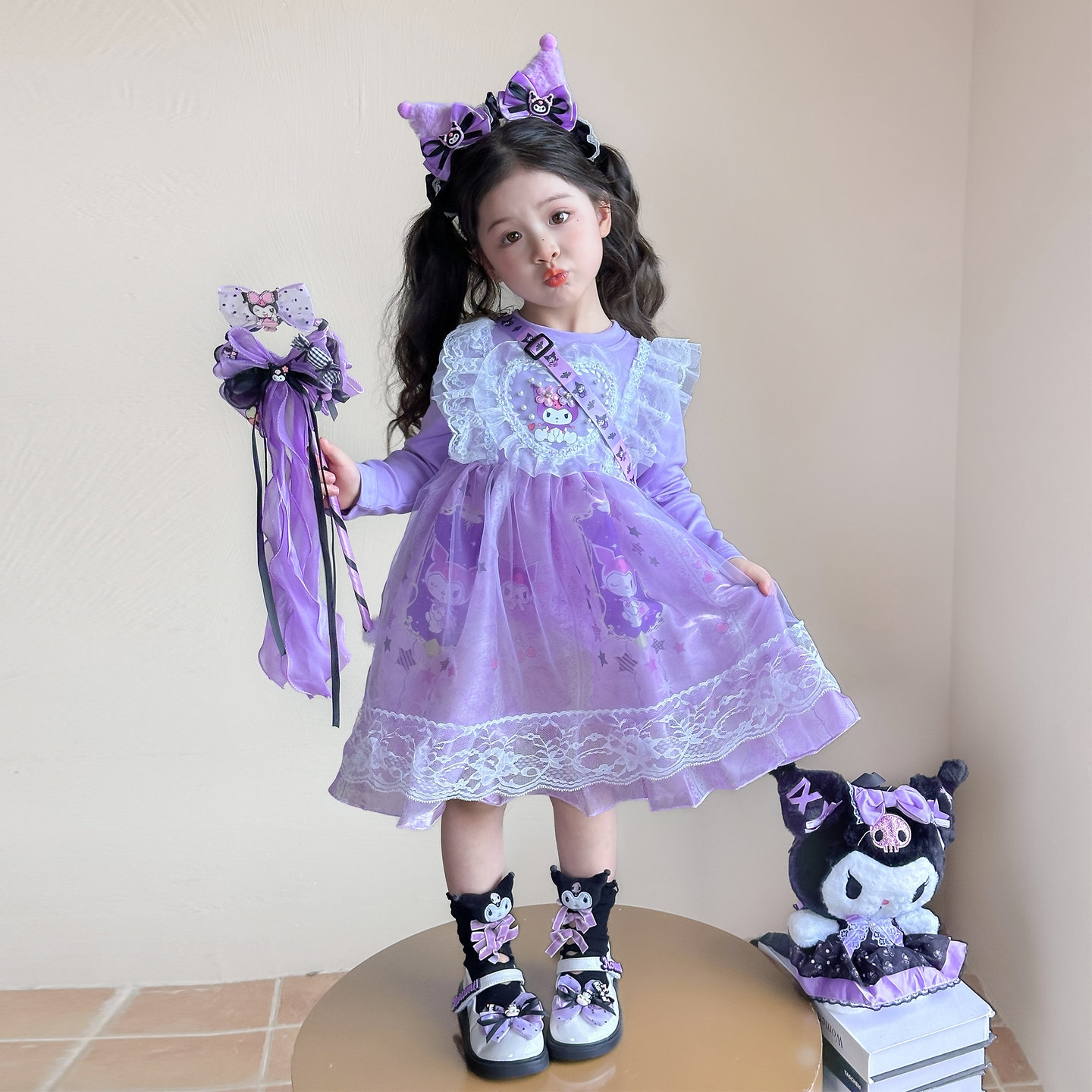 女童秋季甜美洛丽塔生日公主裙子儿童小女孩可爱洋气库洛米连衣裙