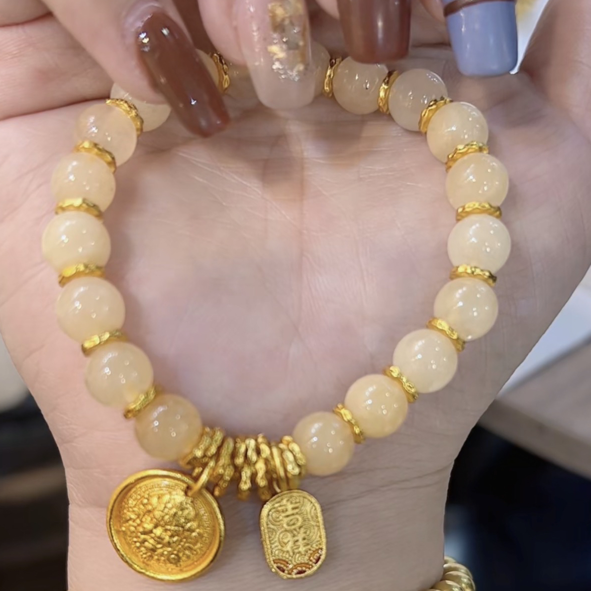 手链 黄财神发晶手链女新中式复古精致时尚百搭轻奢招财转运手串