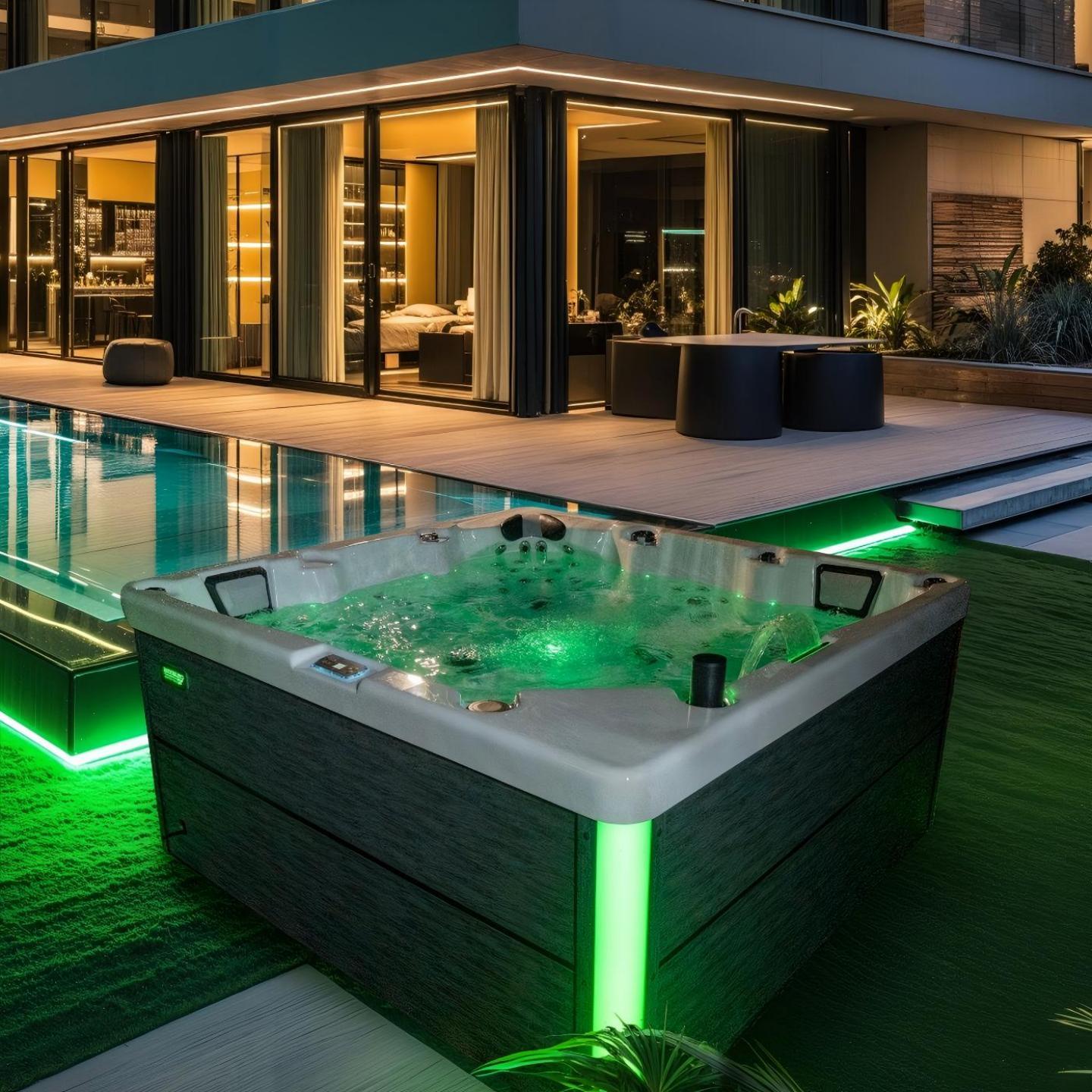 户外别墅冲浪按摩浴缸智能酒店温泉民宿室外恒温亚克力大泡池