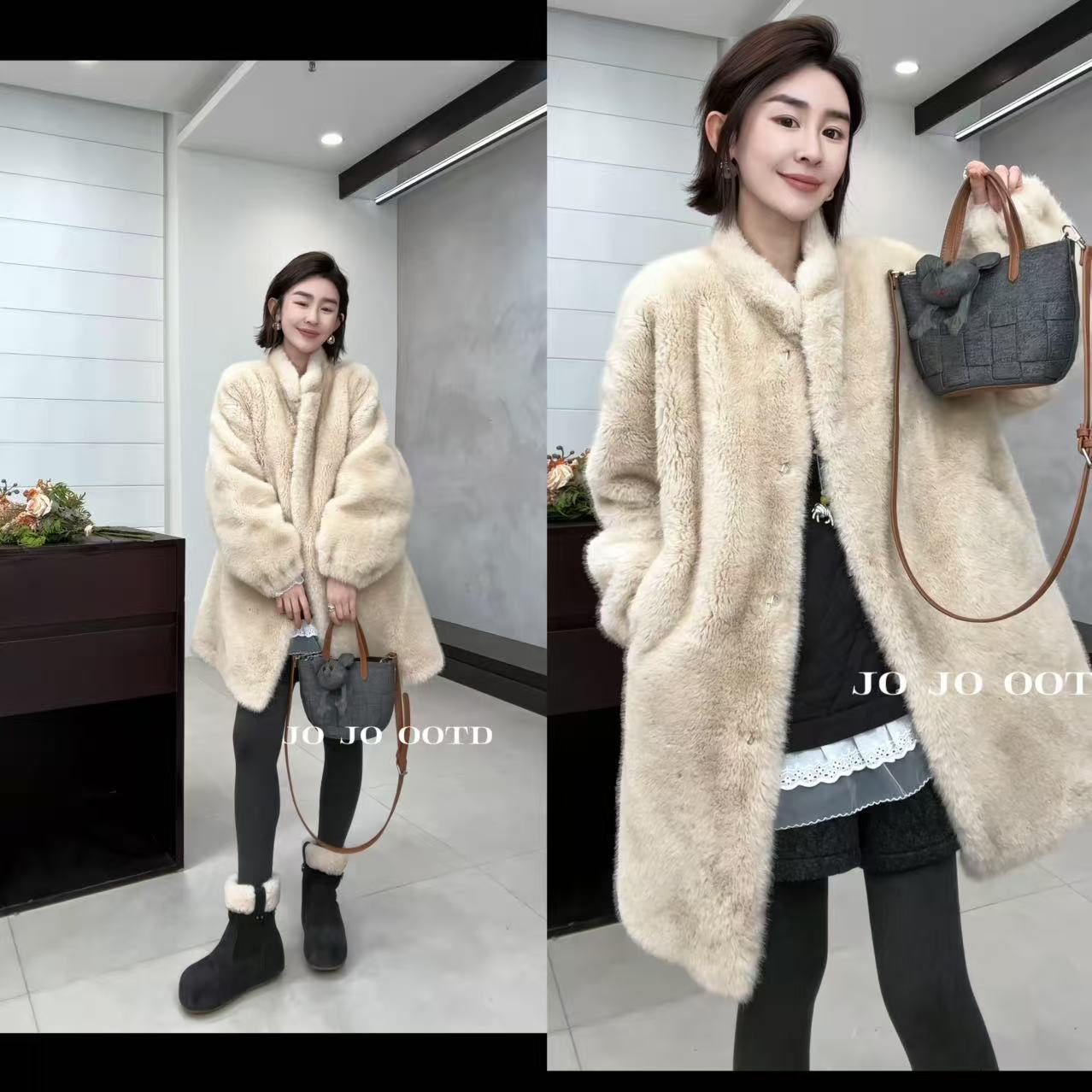 玖了个玖 2025冬款 年货定制极简百搭中长款大衣 2512C9006