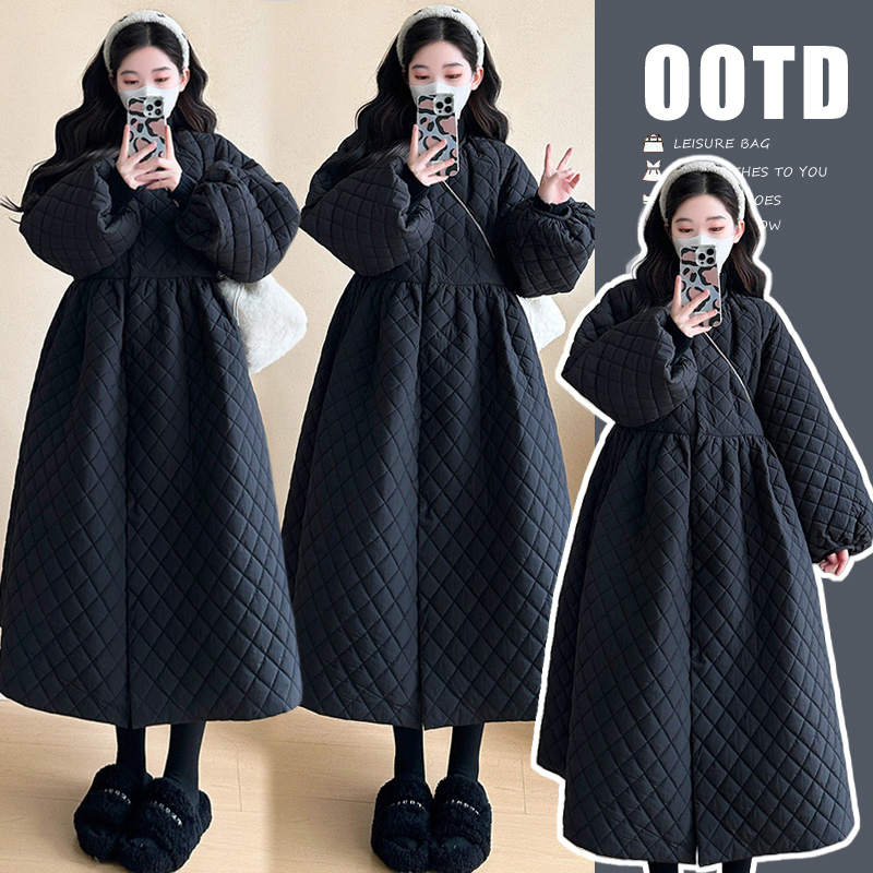 孕妇装秋冬装2025新款秋冬季节时尚大码韩版宽松显瘦长款棉服外套