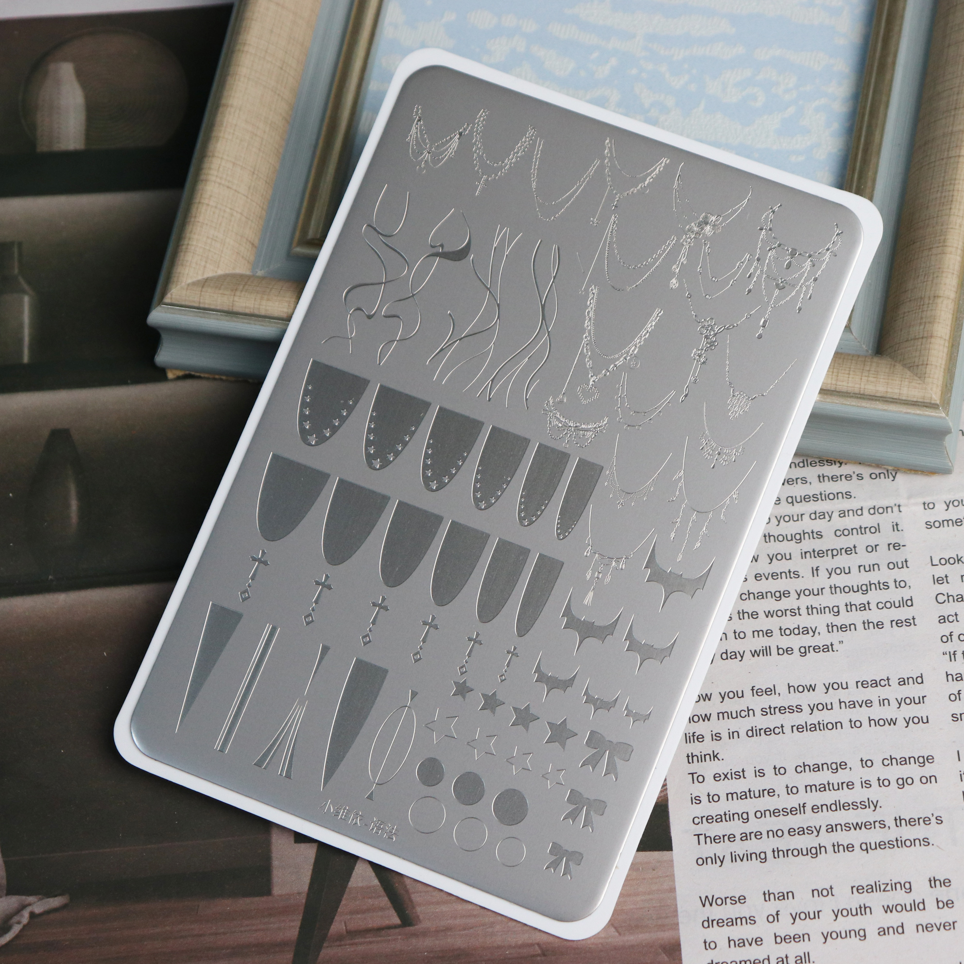 新款磨砂钢板语法图案精细唯美模具印花油转印工具美甲