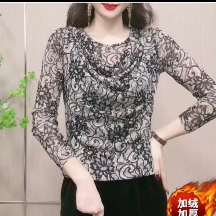 堆堆领标准夏季修身堆领女装T恤百搭洋气气质打底衫修身秋冬时尚