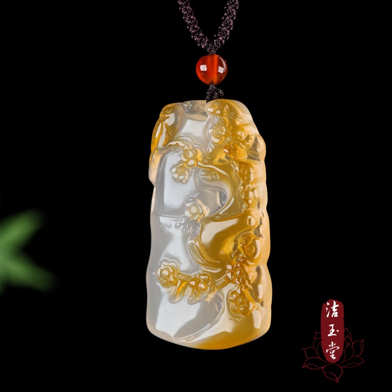 玉髓喜上眉梢吊坠冰种玛瑙毛衣链长款项链民族风个性百搭挂件