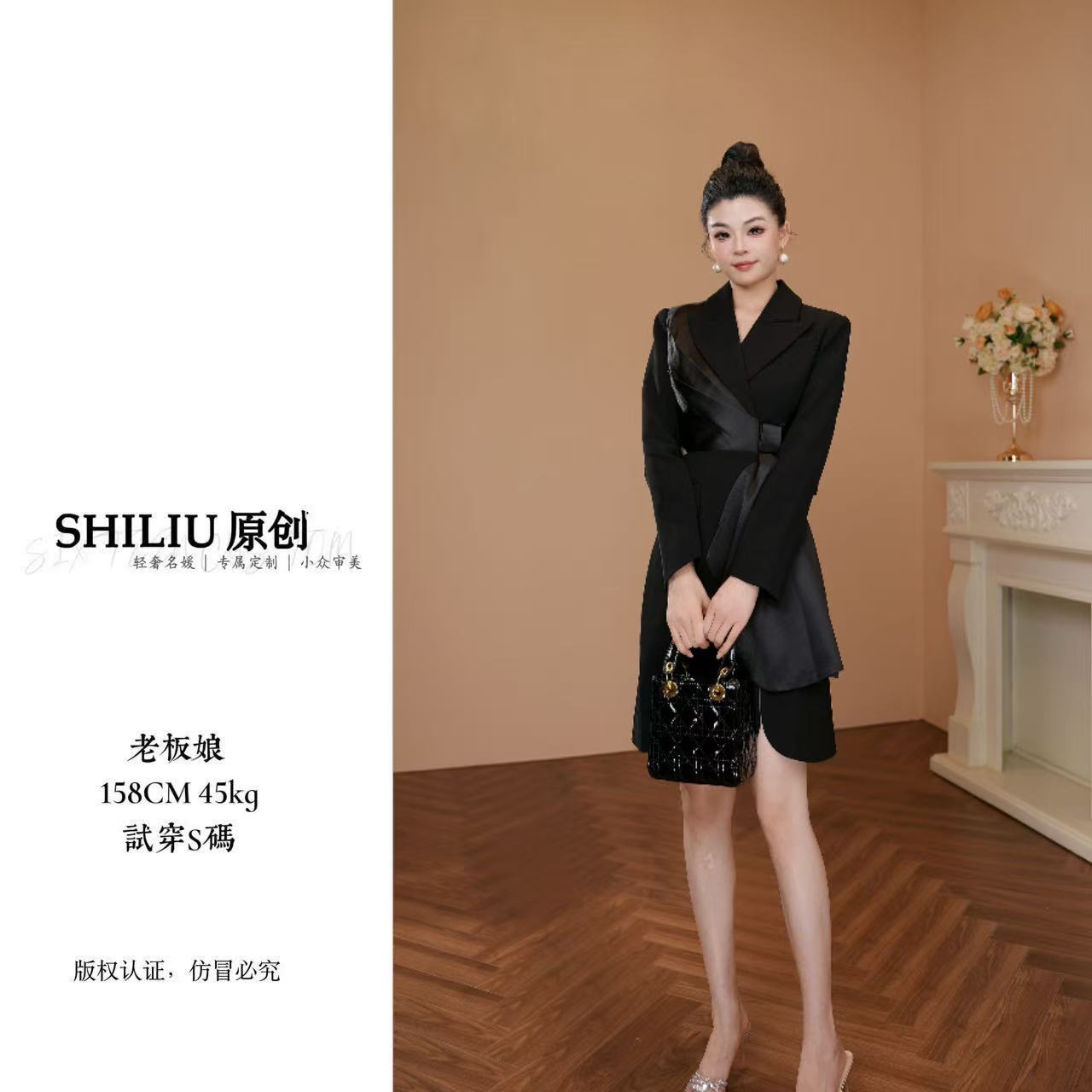 【十六定制】春季新款气质网红轻奢时尚法式名媛秋冬连衣裙61090