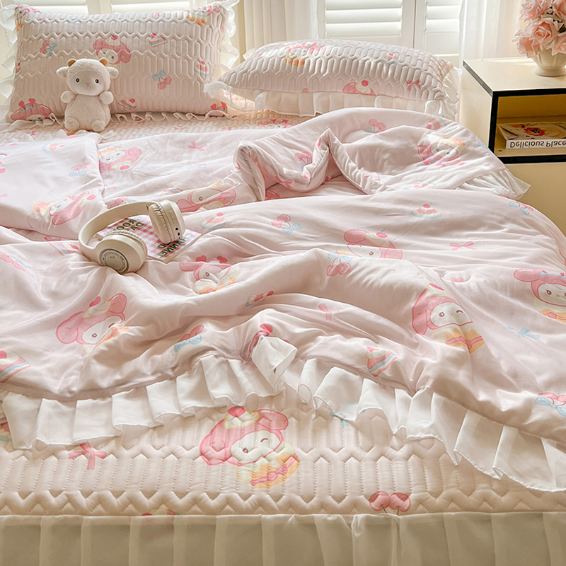 乳胶凉席床裙可爱风夏凉被可机洗夏季凉感冰丝床单被套空调被床品