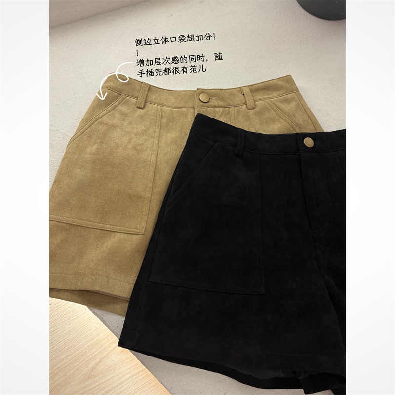 YPP！【腔调好版型】秋冬新款百搭好穿显瘦高级感麂皮短裤