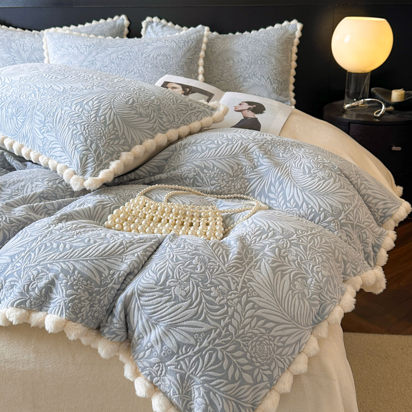 轻奢立体提花牛奶绒四件套亲肤加厚保暖床单被套秋冬款床上四件套