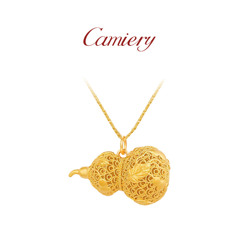 CAMIERY 新中式经典高级镂空葫芦项链时尚百搭镀K金