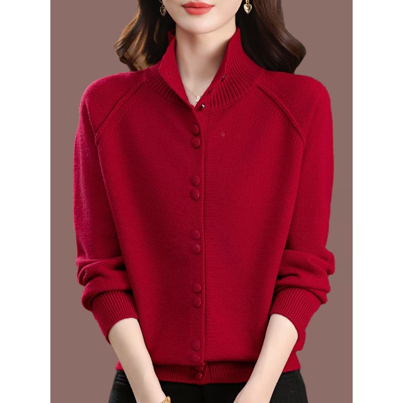 皮尔卡丹立领毛衣外套女2025新款今年流行爆款外搭高级感羊毛针织