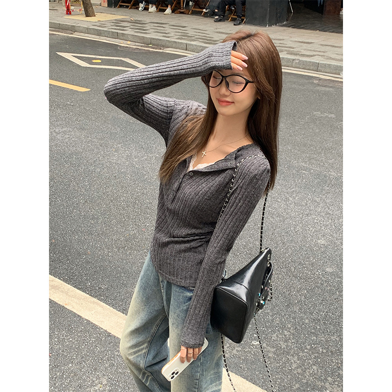 时尚洋气百搭显瘦设计感蕾丝上衣 2025年冬季女装蕾丝衫/雪纺衫女