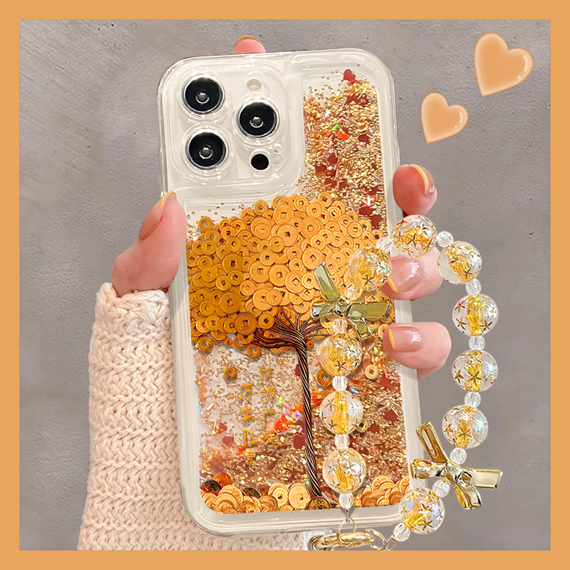 发财树适用于苹果17华为vivo/oppo小米iPhone16流沙金流沙手机壳