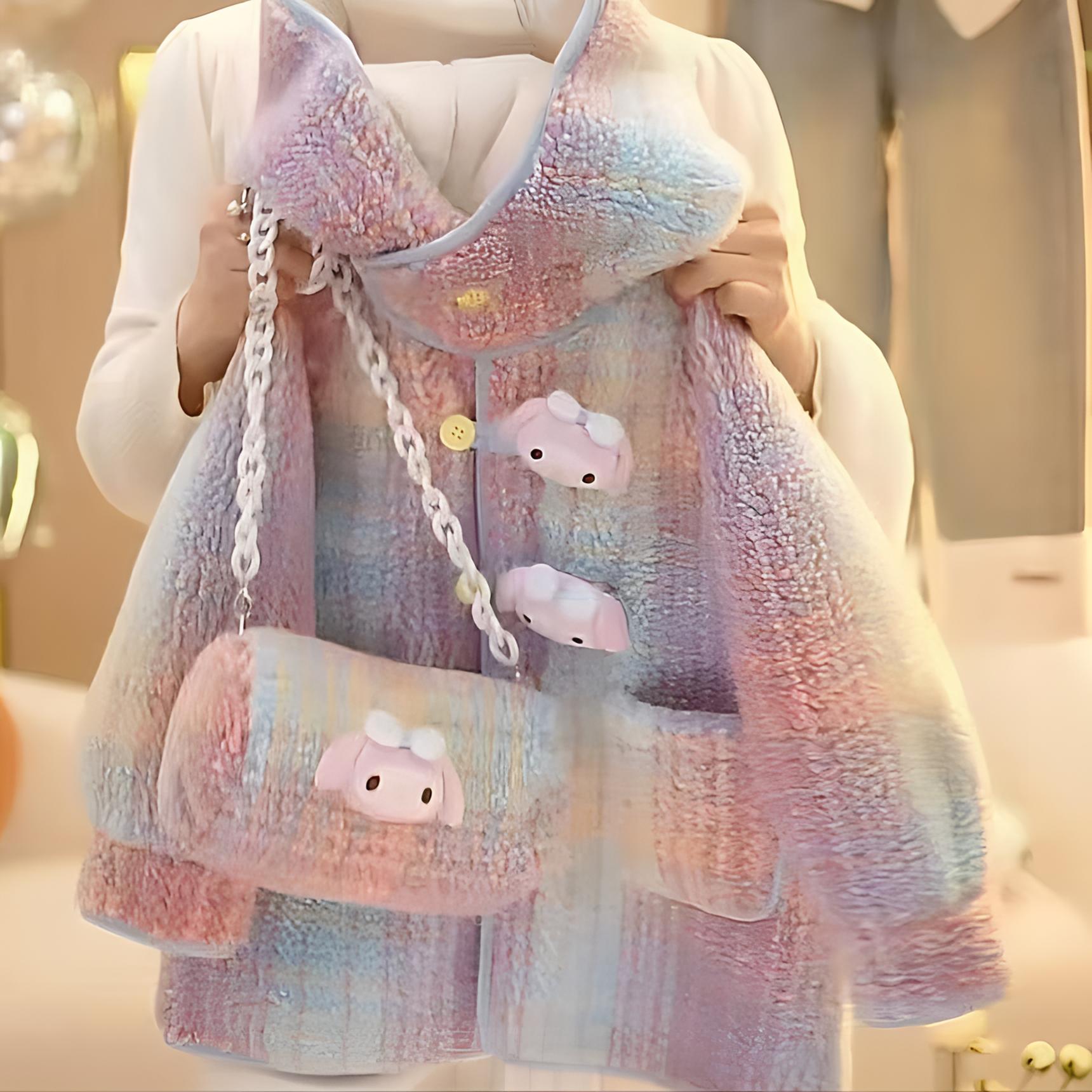 2025新款女童加厚秋冬装外套儿童装洋气中长款可爱超萌儿童衣服