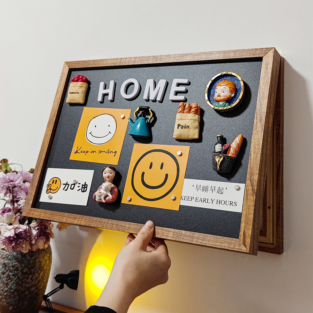 冰箱贴磁吸电表箱装饰画实木电闸箱网线盒开关遮丑墙画黑板挂画免