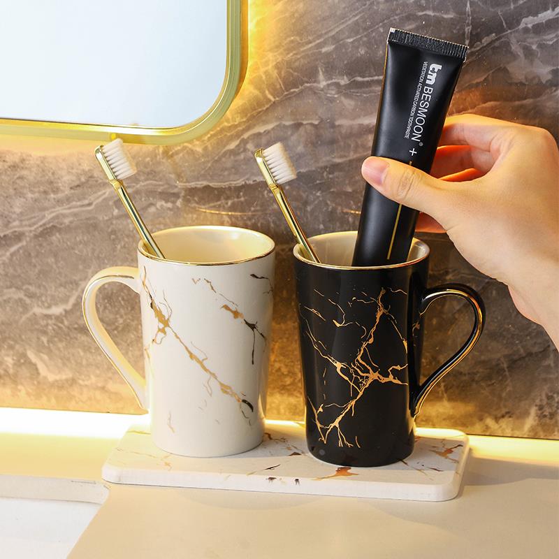 品质情侣漱口杯陶瓷全家刷牙杯轻奢牙杯牙刷置物架牙刷杯牙具杯