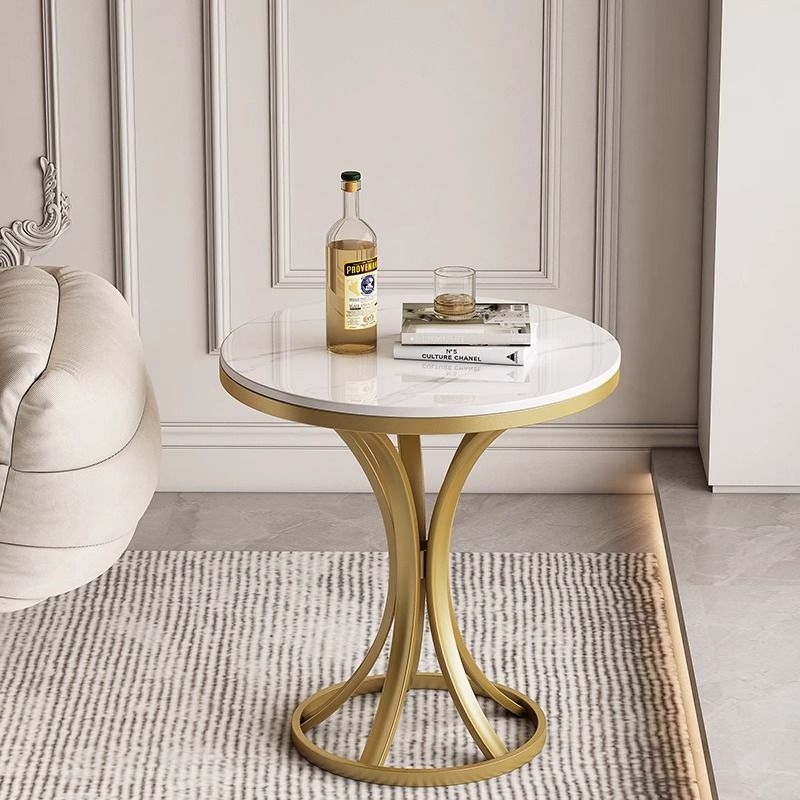 轻奢现代岩板边几小茶几客厅角几简约高级感白色铁艺烤漆玻璃大师