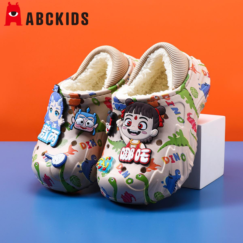 哪吒儿童棉鞋男童居家卡通新款宝宝保暖棉拖鞋软底防滑男孩秋冬款