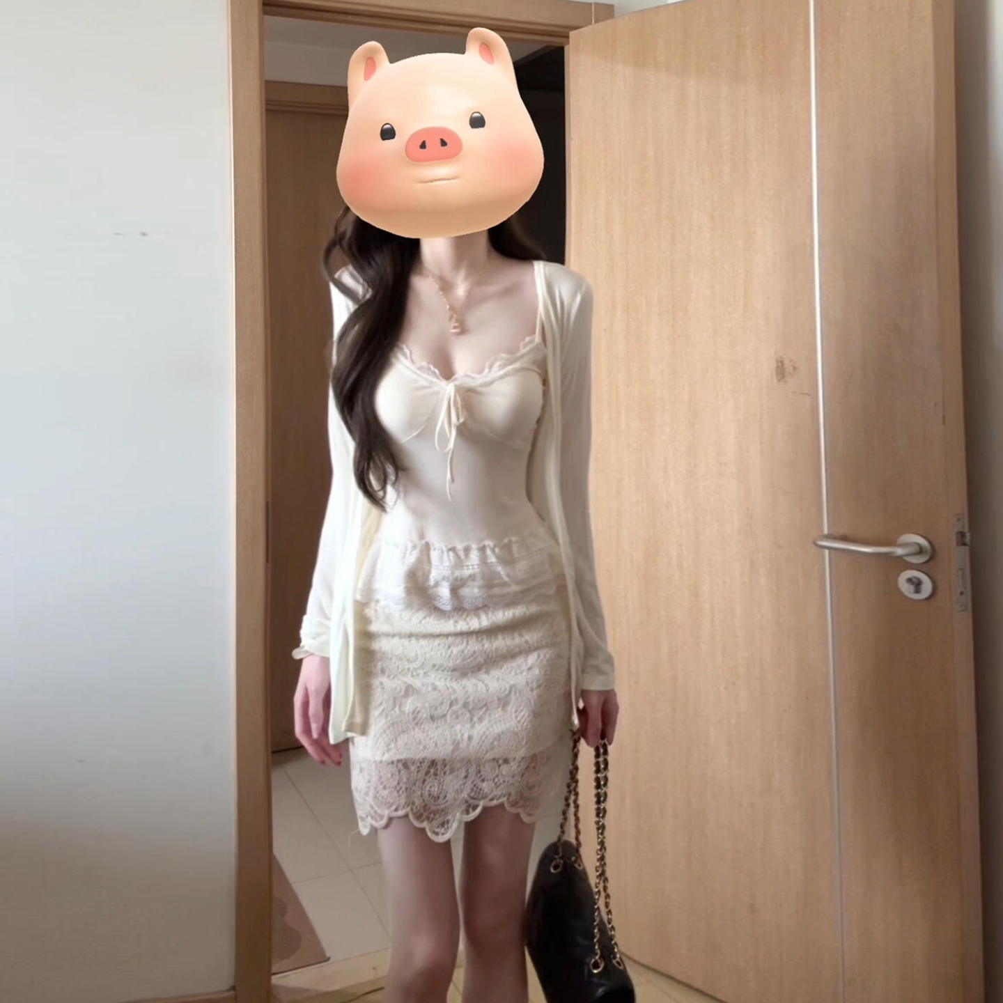 法式蕾丝花边针织吊带连衣裙子女夏季新款韩系纯欲辣妹风一整套装