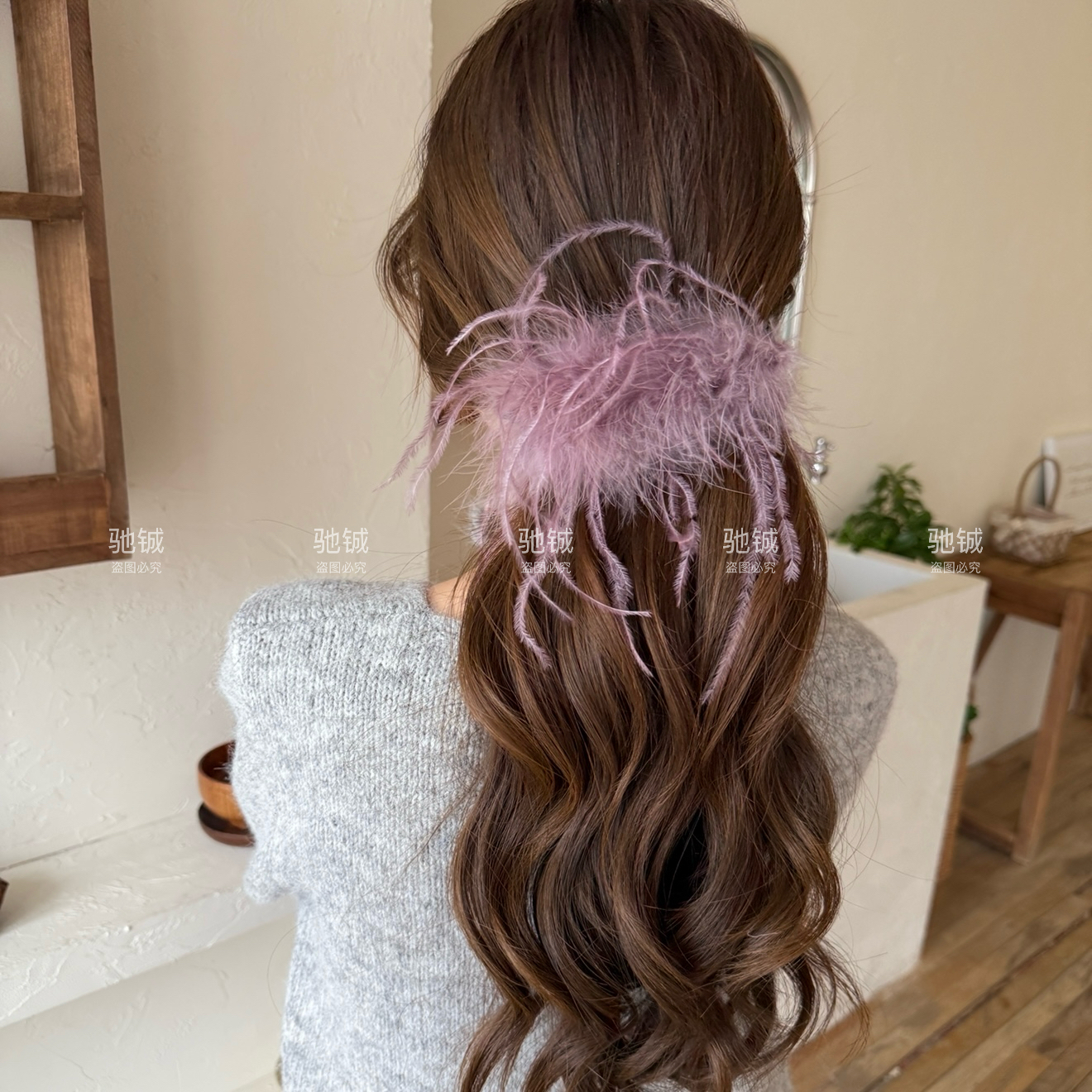 秋冬纯欲～仙气羽毛香蕉夹大号13cm发量多抓夹冬日气质氛围感发饰