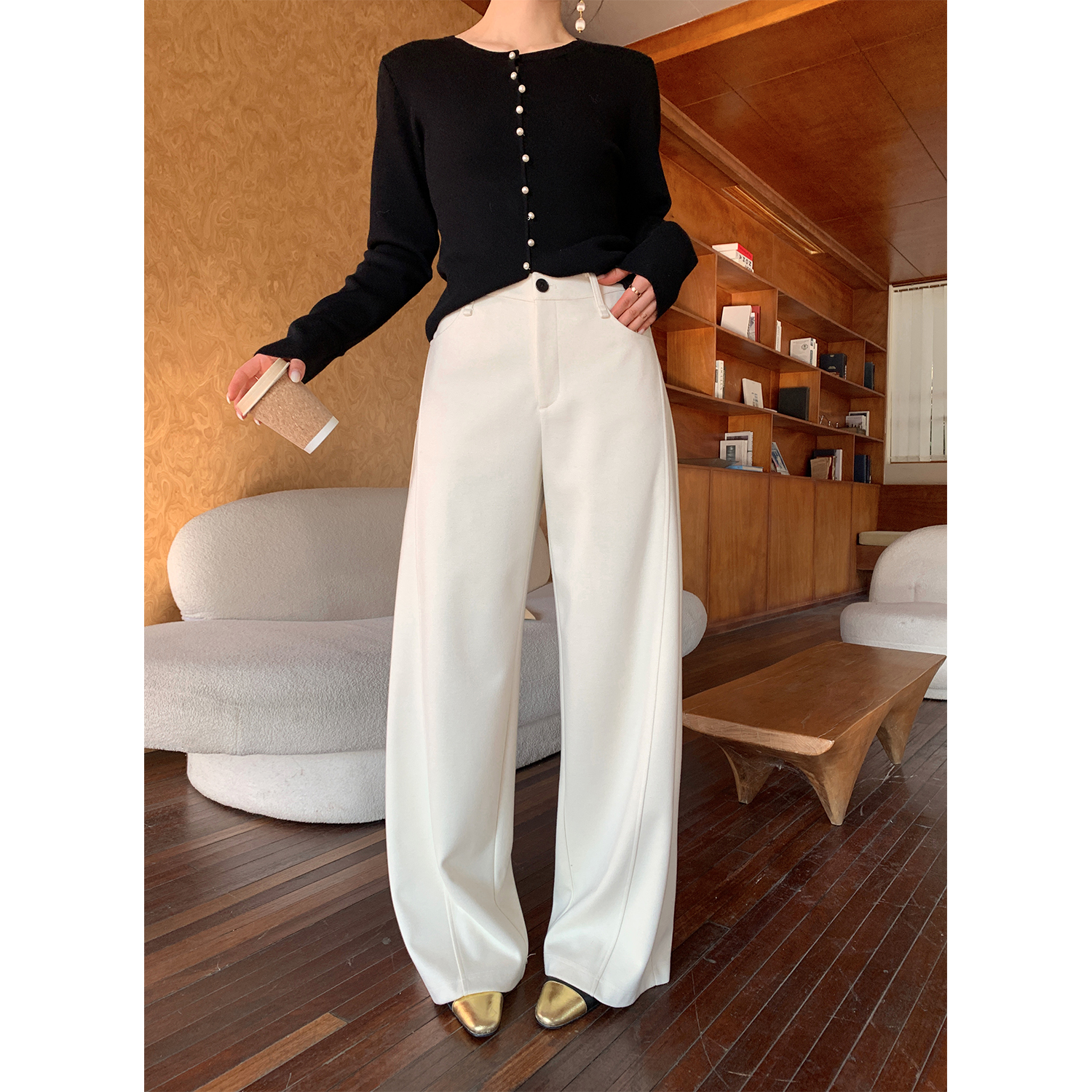 PRASE·噜【高智淡人】微胖显瘦高个子羊毛高腰百搭休闲裤PR510C28