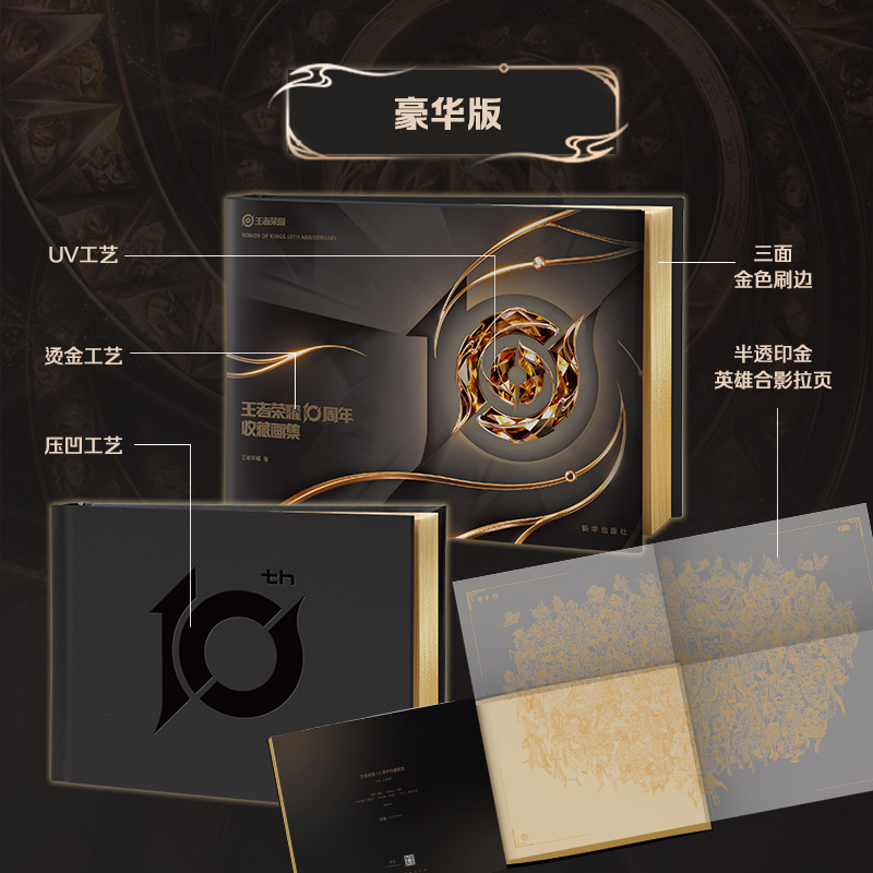 官方正版王者荣耀10周年收藏画集【豪华版限量金标】徽章海报贴纸集