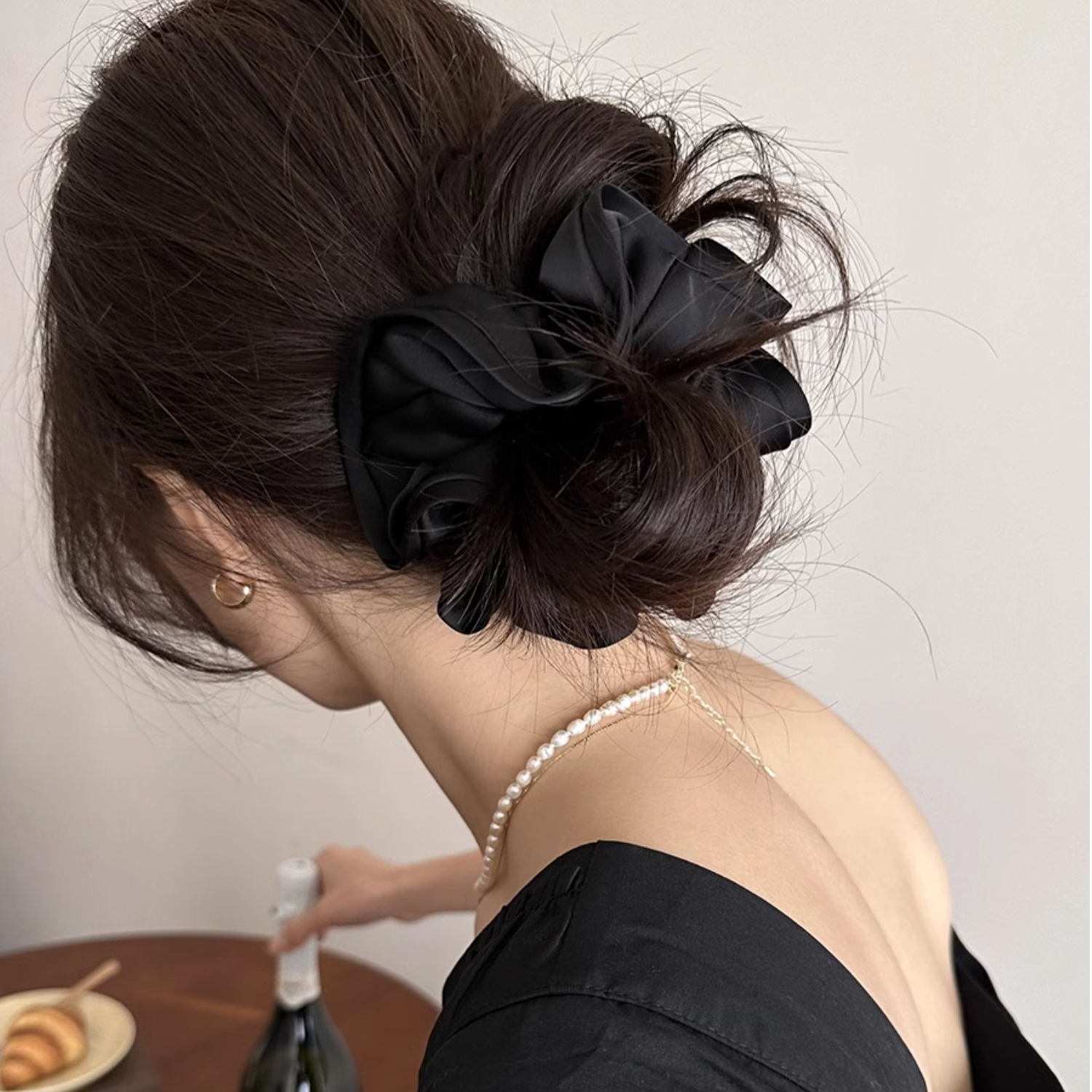 法式缎面大肠发圈时尚简约百搭头绳扎马尾头花丸子头气质优雅