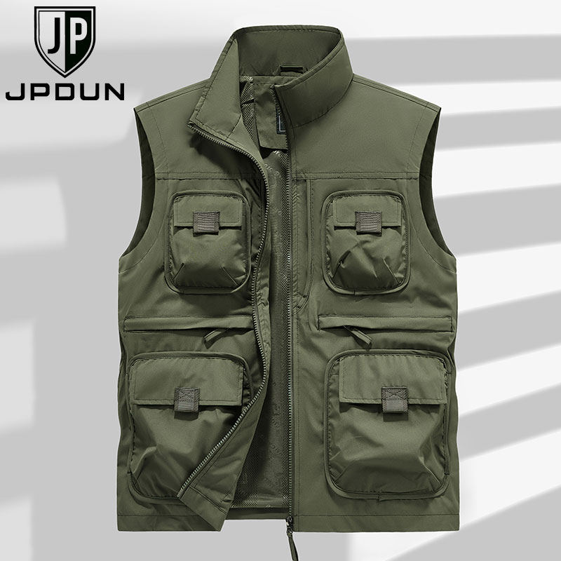 JPDUN/吉普盾马甲男工装多口袋户外休闲春秋宽松透气速干坎肩背心
