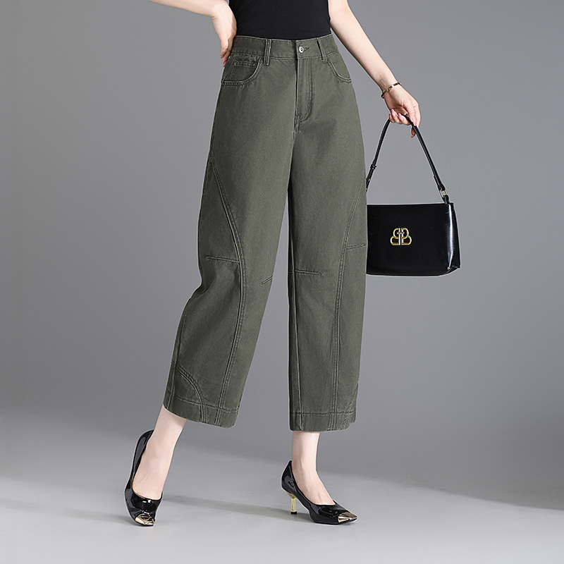 2025秋季新款女裤高腰宽松时尚显瘦大码哈伦休闲百搭八九分弯刀裤