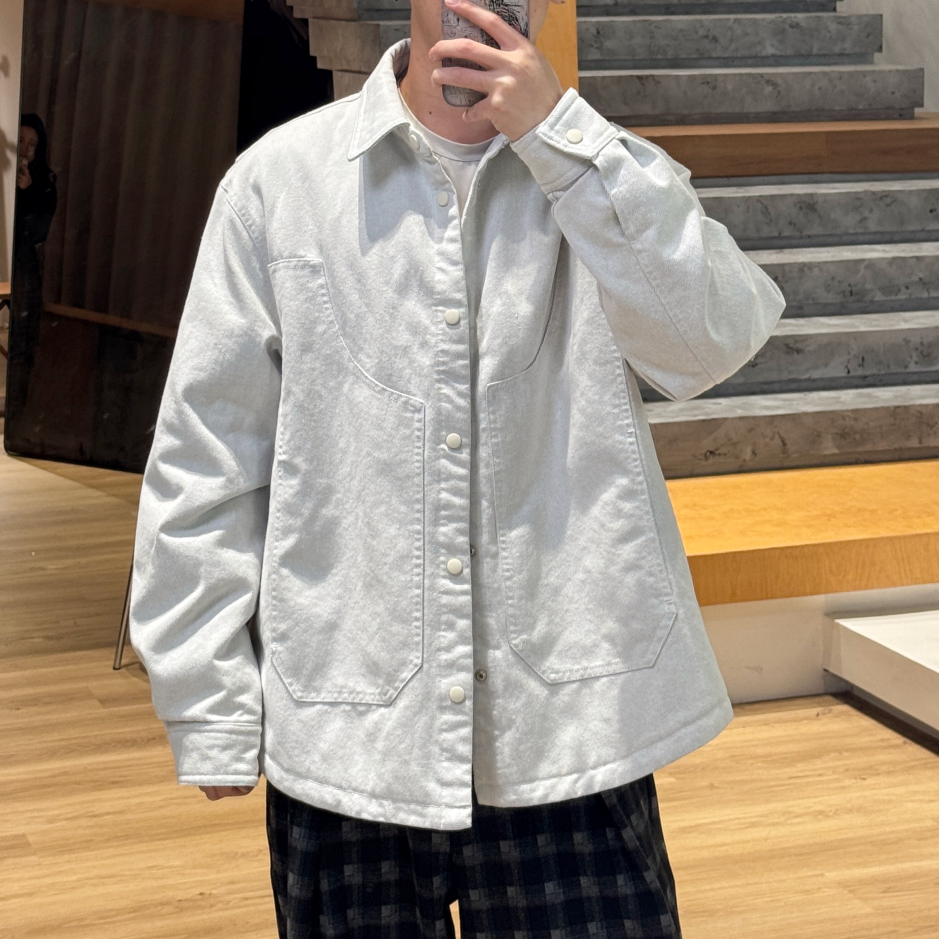 euri90白鸭绒丨男士羽绒服丨牛仔面料日系极简帅气羽绒服-MY6370