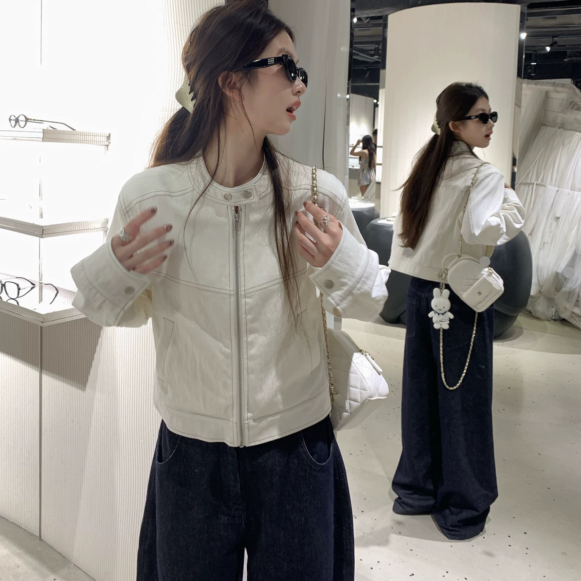 opening自制 妮式look 立领明线设计感休闲夹克女秋韩系短款外套