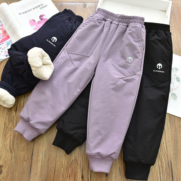 软壳冲锋裤女童防风保暖冬季棉裤儿童加绒滑雪耐磨运动裤一条过冬