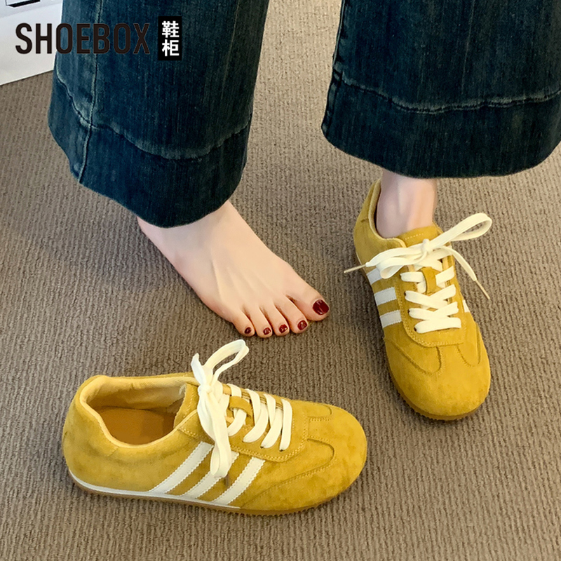 SHOEBOX鞋柜高级感阿甘鞋德训女夏2025新款百搭黄色百搭运动鞋