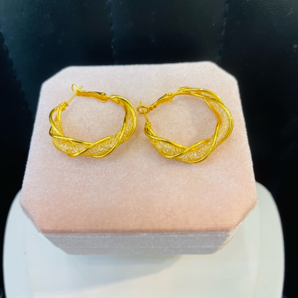 铜合金耳饰 063新款个性时尚耳钉金色生日喜庆