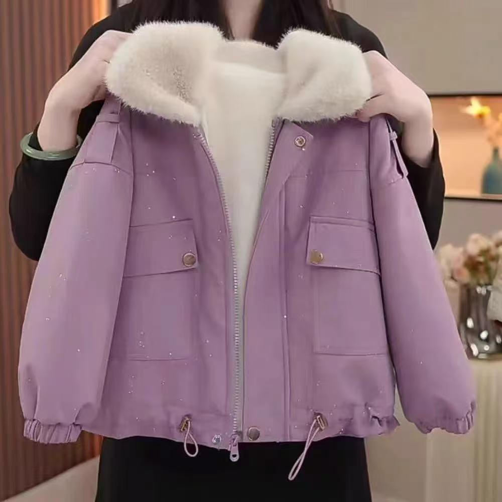 女童装秋冬棉衣加厚2025新款韩版中大童时尚洋气夹棉外套撒银