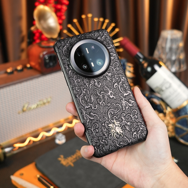 适用于华为Mate70/60/50/40/30手机壳智能翻盖龙纹浮雕Pro防摔