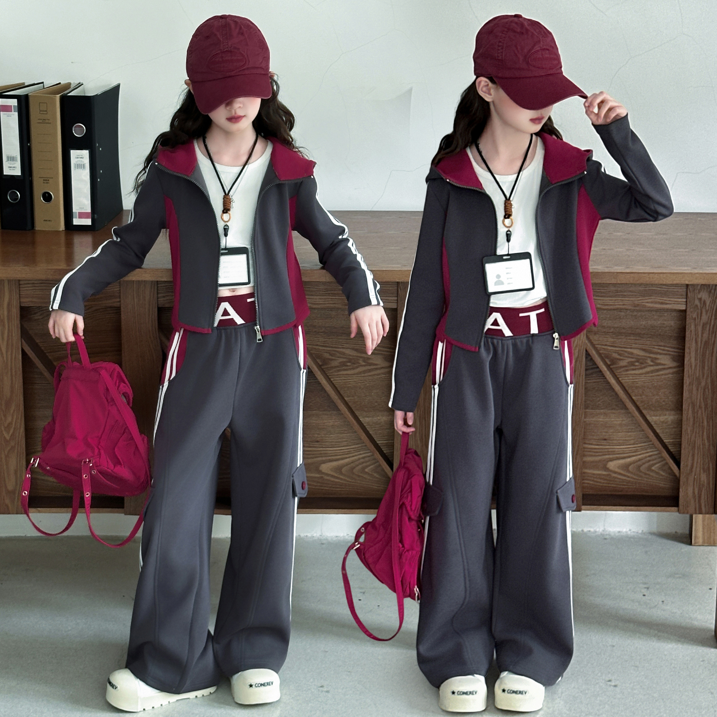 女童套装2025新款儿童洋气时髦运动服开衫中大童春秋款休闲两件套