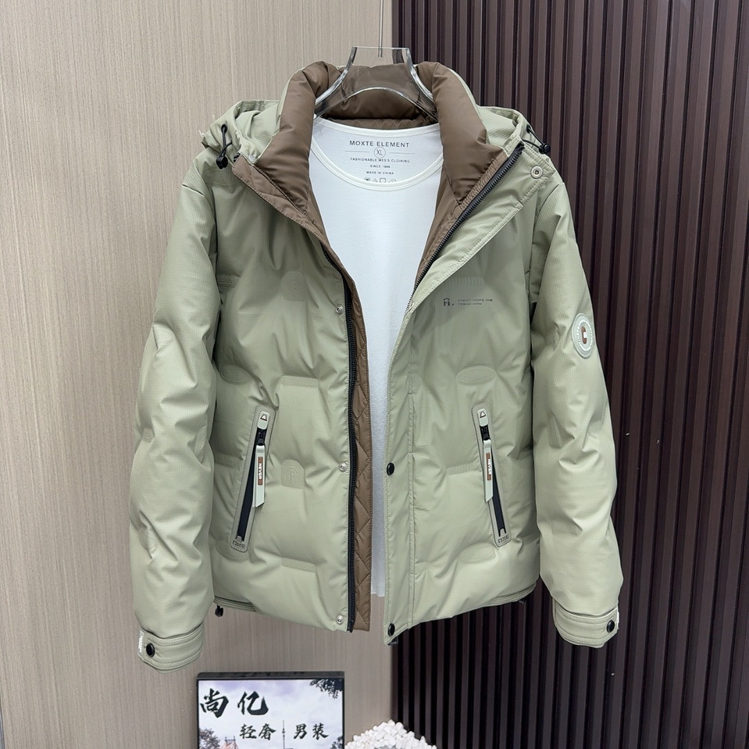 尚亿588冬季新款时尚气质保暖连帽羽绒服免洗皮面羽绒服男士潮流