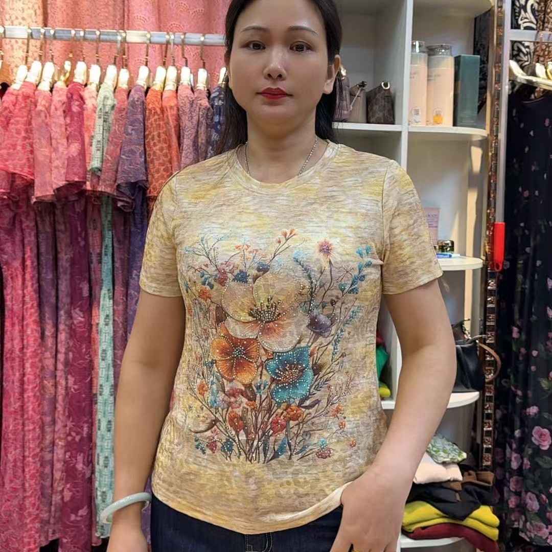 复古港风印花网红圆领套装短袖常规百搭半袖T恤