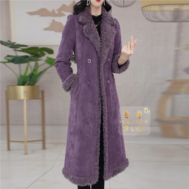皮毛一体大衣女秋冬2025新款高端贵夫人巨好看中长款呢子外套