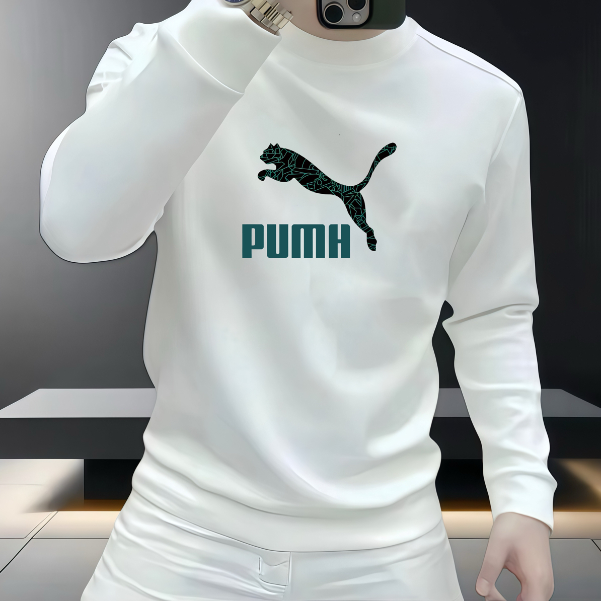 秋冬圆领长袖卫衣上衣印花休闲男士潮流百搭时尚加绒加厚修身男版