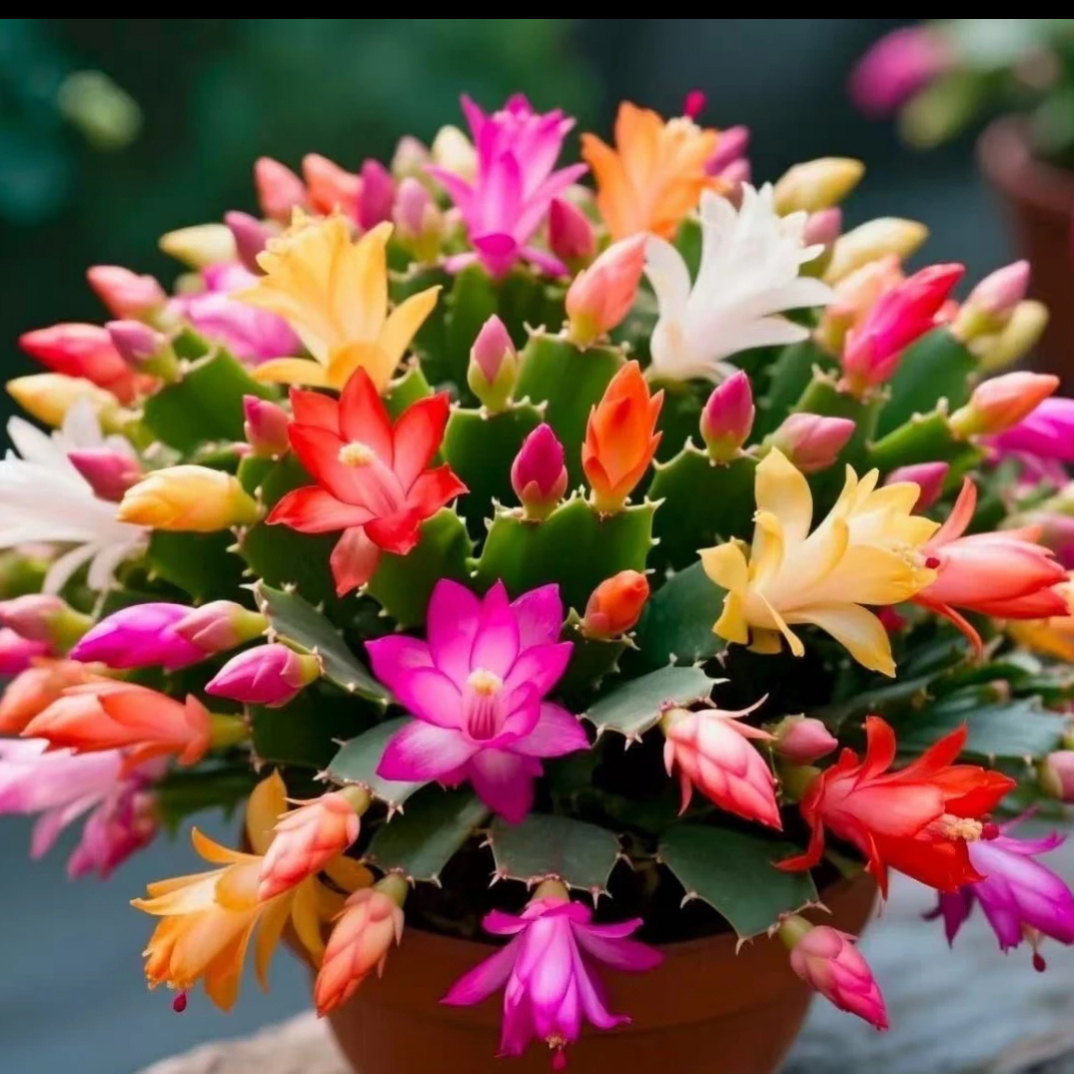 五色五宝蟹爪兰带花苞大爆棚蟹爪兰带育苗室内多色开花盆栽发货